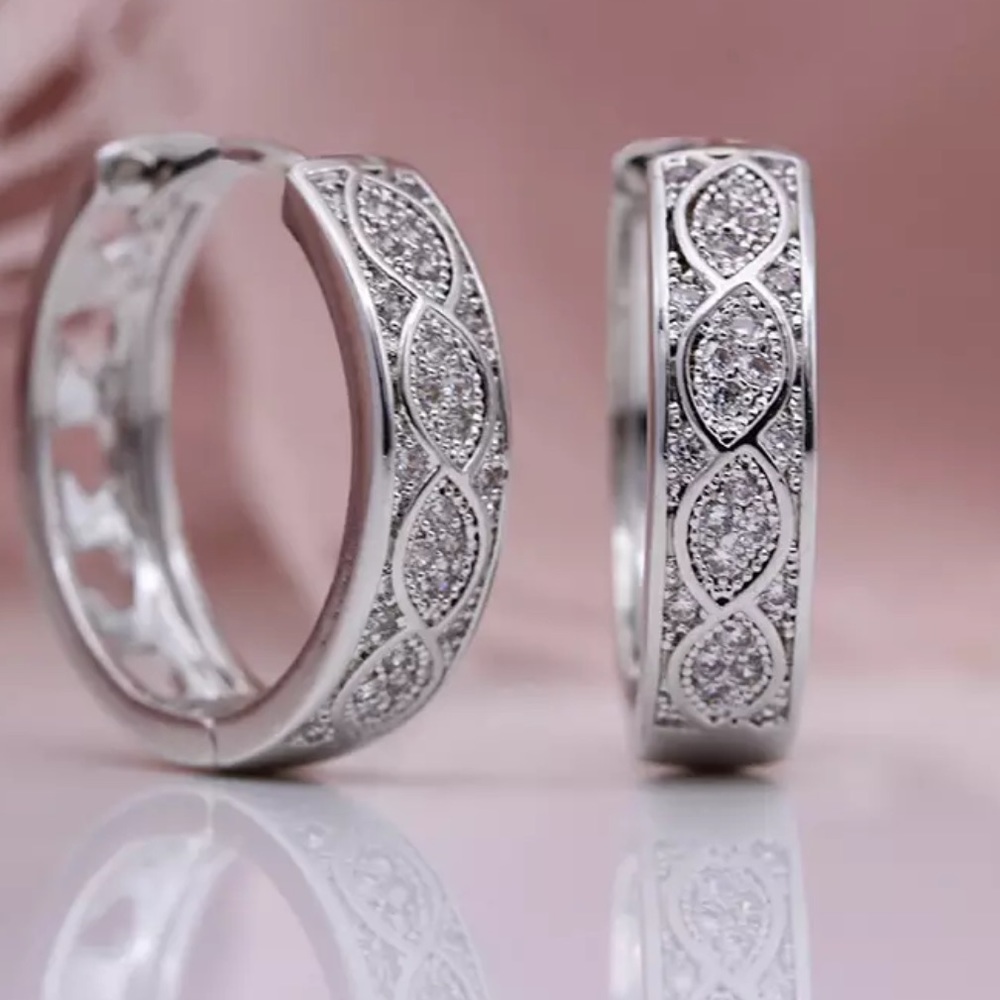 🌟 Platinum Plated Hoop Earrings
